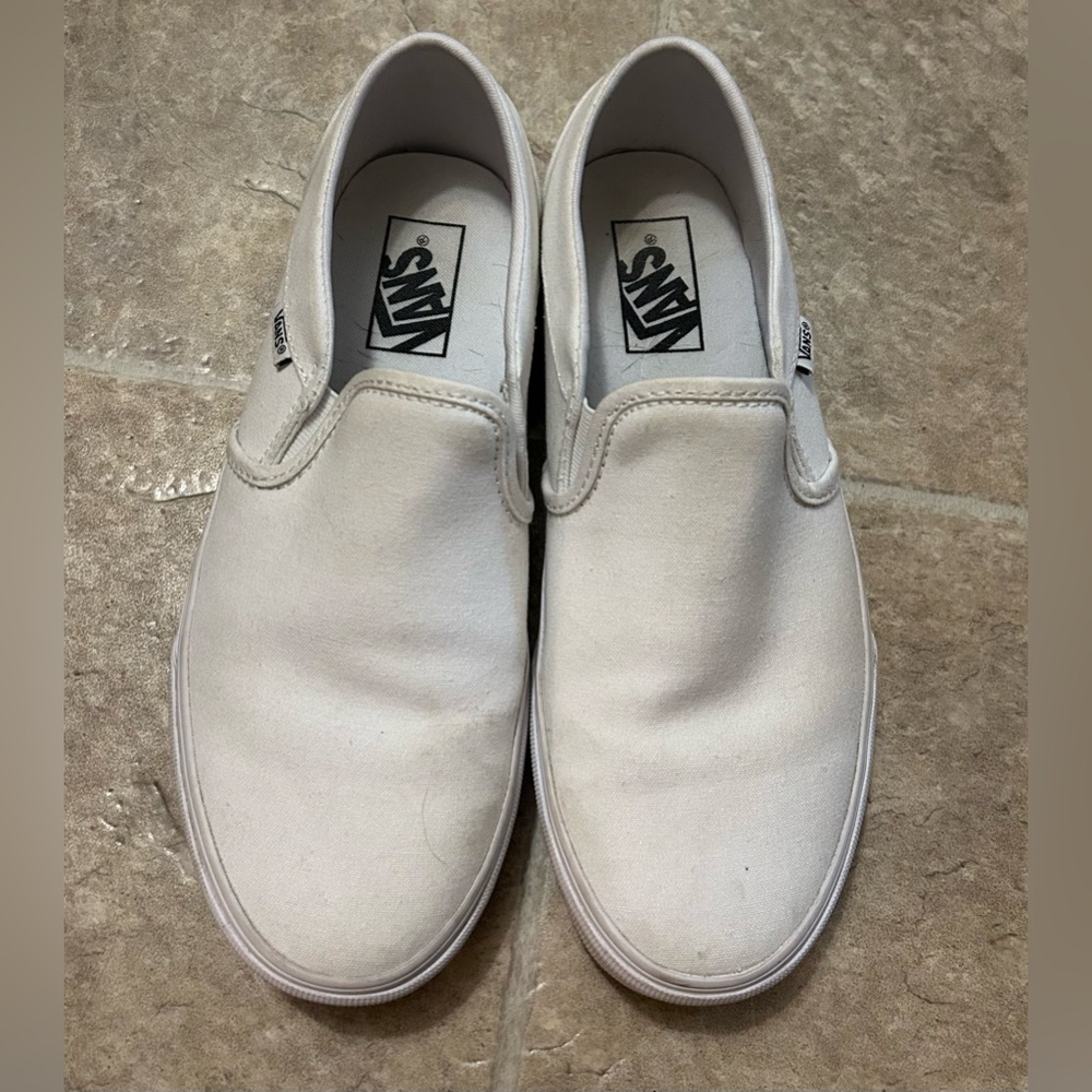 Vans Classic White Canvas Slip-Ons